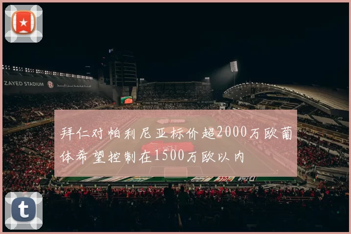 拜仁对帕利尼亚标价超2000万欧葡体希望控制在1500万欧以内